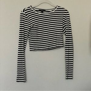 Striped black and white crop top
